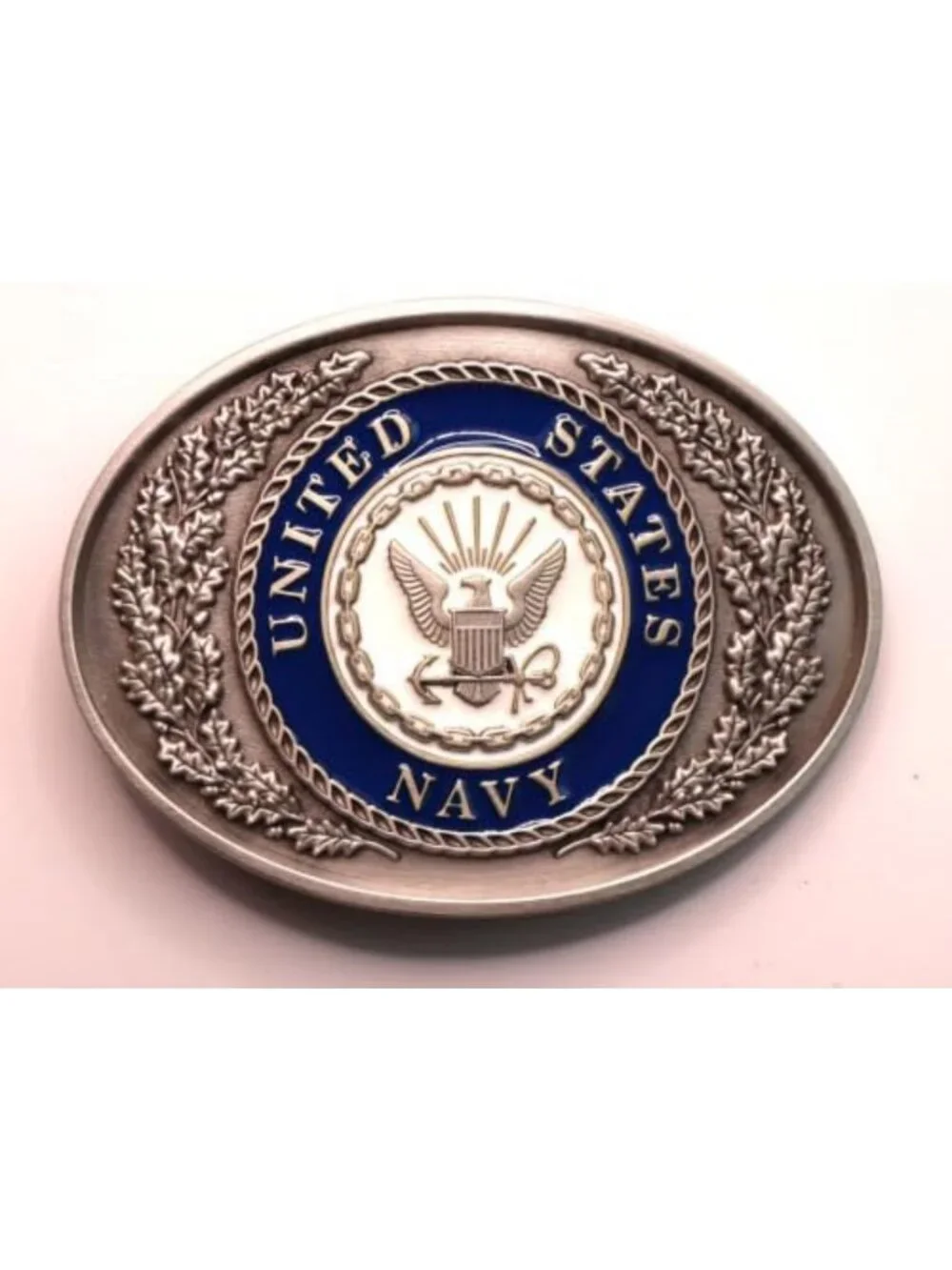 Navy Crest Pewter Enamel Belt Buckle | Unique Military Accessory for Men